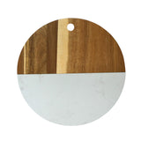 White Marble and Acacia Wood Round Board - 12" by Creative Gifts