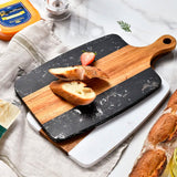 Black Marble and Acacia Wood Center Handled Board by Creative Gifts