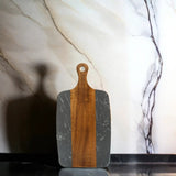 Black Marble and Acacia Wood Center Handled Board by Creative Gifts