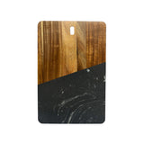 Black Marble and Acacia Wood Rectangular Diagonal Board by Creative Gifts