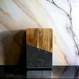 Black Marble and Acacia Wood Rectangular Diagonal Board by Creative Gifts