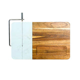 White Marble and Acacia Wood Board with Slicer by Creative Gifts