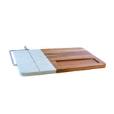 White Marble and Acacia Wood Board with Slicer by Creative Gifts