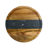 Black Marble Stripe and Acacia Wood Round Board - 11" by Creative Gifts