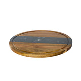 Black Marble Stripe and Acacia Wood Round Board - 11" by Creative Gifts