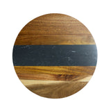 Black Marble Stripe and Acacia Wood Round Board - 11" by Creative Gifts
