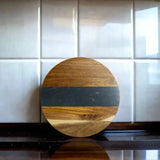 Black Marble Stripe and Acacia Wood Round Board - 11" by Creative Gifts