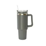 40 Oz Stainless Steel Tumbler with Handle & Straw - Grey by Creative Gifts