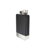 8 oz Black Stainless Steel Flask with Silver Bottom by Creative Gifts