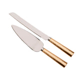 Gold Hammered Handle Cake Knife & Server Set by Creative Gifts