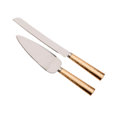 Gold Hammered Handle Cake Knife & Server Set by Creative Gifts