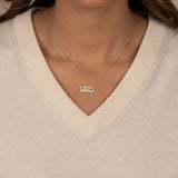 Pave Bubble Hebrew 'Mom' Necklace by By Adina Eden