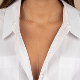 Diamond Double Solitaire Bezel Lariat Necklace 14K by By Adina Eden