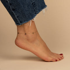 Solid Multi Star Of David Anklet 14K by By Adina Eden