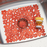 iDesign Blumz Floral Red Flexible Plastic Large Sink Protector Mat 12.5in x 16in