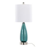 Bottega - Contemporary Table Lamp (Set of 2) - Sapphire Blue / Nickel / White by Couch.com