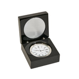 Black Square Wood Box with Clock & Engraving Plate by Creative Gifts