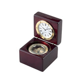 Square Wood Box With Clock & Compass In Piano Finish by Creative Gifts
