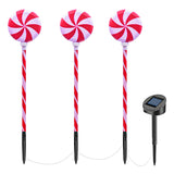Solar Christmas Candy Light Set of 3 IP65 Waterproof Solar Lollipops Stake Lamp for Patio Yard Garden Pathway Outdoor Christmas Decorative Light