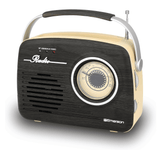 Emerson Portable Retro Radio with Built-In Rechargeable Battery and Memory Set