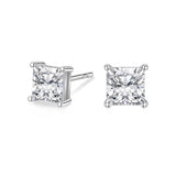 1.0 Carats VVS1 Moissanite 925 Sterling Silver Princess Cut Earring Studs in White Gold Earrings 