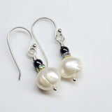 10mm Freshwater Baroque Pearl Sterling Silver Crystal Dangle Earrings