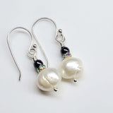 10mm Freshwater Baroque Pearl Sterling Silver Crystal Dangle Earrings