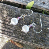 10mm Freshwater Baroque Pearl Sterling Silver Crystal Dangle Earrings