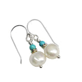 10mm Freshwater Baroque Pearl Sterling Silver Crystal Dangle Earrings