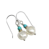 10mm Freshwater Baroque Pearl Sterling Silver Crystal Dangle Earrings