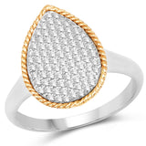 0.40 Carat Genuine White Diamond 14K White & Rose Gold Ring (E-F Color, SI Clarity)