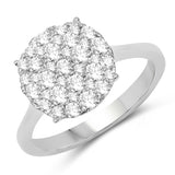 0.64 Carat Genuine White Diamond 14K White Gold Ring (E-F Color, SI Clarity)