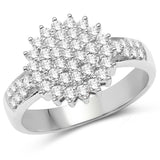 0.58 Carat Genuine White Diamond 14K White Gold Ring (E-F Color, SI1-SI2 Clarity)