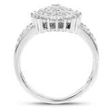 0.58 Carat Genuine White Diamond 14K White Gold Ring (E-F Color, SI1-SI2 Clarity)