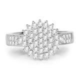0.58 Carat Genuine White Diamond 14K White Gold Ring (E-F Color, SI1-SI2 Clarity)