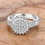 0.58 Carat Genuine White Diamond 14K White Gold Ring (E-F Color, SI1-SI2 Clarity)