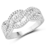 0.84 Carat Genuine White Diamond 14K White Gold Ring (E-F Color, SI1-SI2 Clarity)