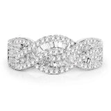 0.84 Carat Genuine White Diamond 14K White Gold Ring (E-F Color, SI1-SI2 Clarity)