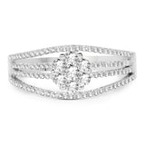 0.51 Carat Genuine White Diamond 14K White Gold Ring (E-F-G Color, SI Clarity)