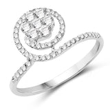 0.48 Carat Genuine White Diamond 14K White Gold Ring (G-H Color, SI1-SI2 Clarity)