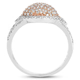 0.72 Carat Genuine White Diamond 14K White & Rose Gold Ring (E-F Color, SI1-SI2 Clarity)