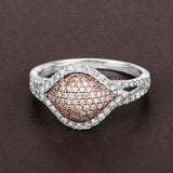 0.72 Carat Genuine White Diamond 14K White & Rose Gold Ring (E-F Color, SI1-SI2 Clarity)