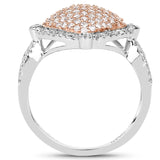 0.93 Carat Genuine White Diamond 14K White & Rose Gold Ring (G-H Color, SI1-SI2 Clarity)