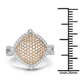 0.93 Carat Genuine White Diamond 14K White & Rose Gold Ring (G-H Color, SI1-SI2 Clarity)