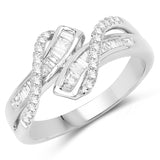 0.40 Carat Genuine White Diamond 14K White Gold Ring (G-H Color, SI1-SI2 Clarity)