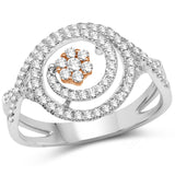 0.46 Carat Genuine White Diamond 14K White & Rose Gold Ring (E-F-G Color, SI1-SI2 Clarity)