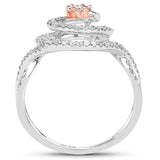 0.46 Carat Genuine White Diamond 14K White & Rose Gold Ring (E-F-G Color, SI1-SI2 Clarity)