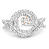 0.46 Carat Genuine White Diamond 14K White & Rose Gold Ring (E-F-G Color, SI1-SI2 Clarity)