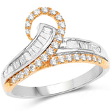 0.65 Carat Genuine White Diamond 14K White & Rose Gold Ring (G-H Color, SI1-SI2 Clarity)