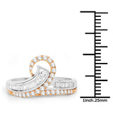 0.65 Carat Genuine White Diamond 14K White & Rose Gold Ring (G-H Color, SI1-SI2 Clarity)